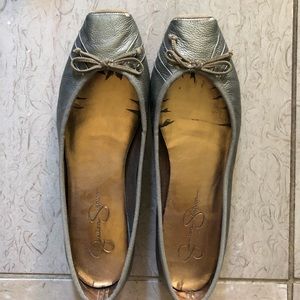 Silver Metallic Flats with bow
